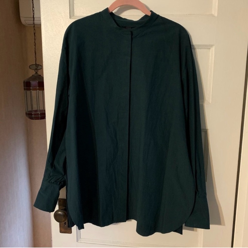 COS Collarless Pleated Pannel Blouse